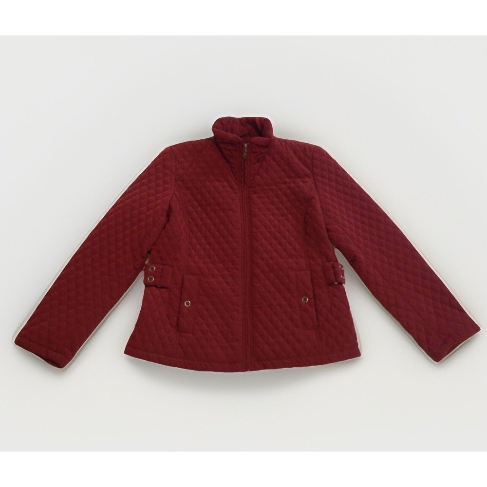 Giacca Gallery Company Quilted Full Zip Women's  Dark Red Size L‎ Jacket